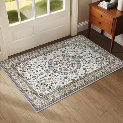 Fillender Large Oriental Floral Living Room Rug Washable Bedroom Rug Non-Slip Colorful Vintage Accent Floor Carpet For Home Decor