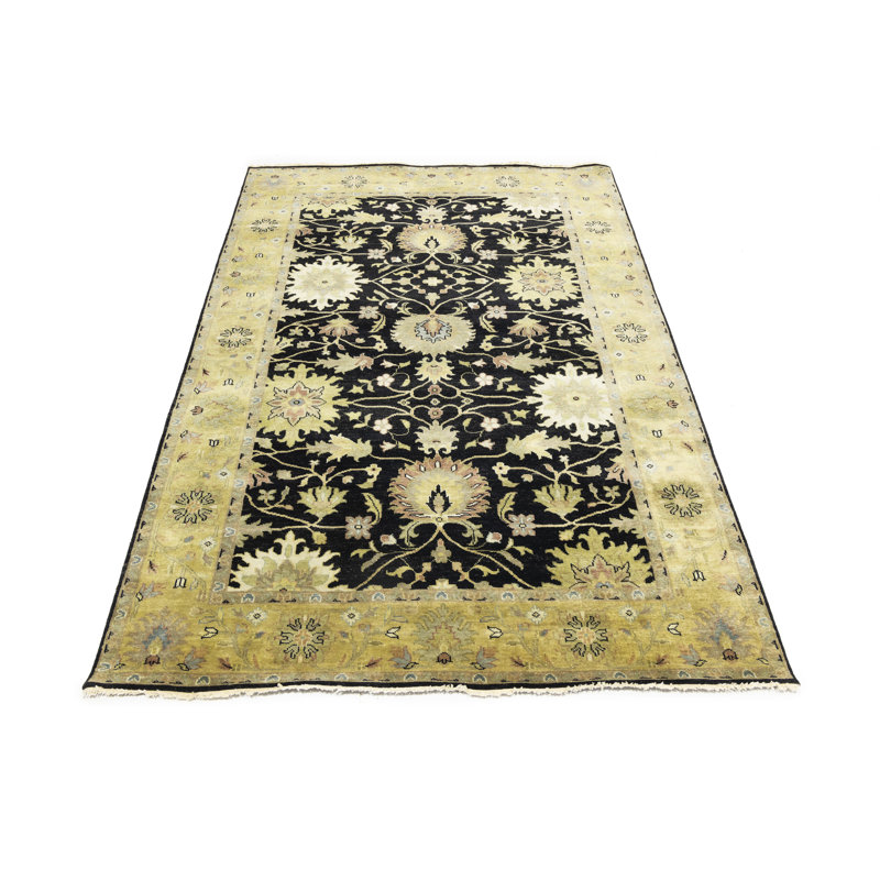 Tapis oriental noir Oushak Chobi, Rectangle 6 pi x 9 pi
