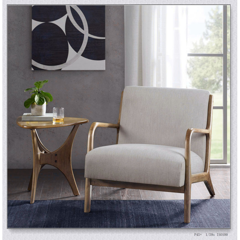 Fauteuil crème en polyester avec 4 pieds