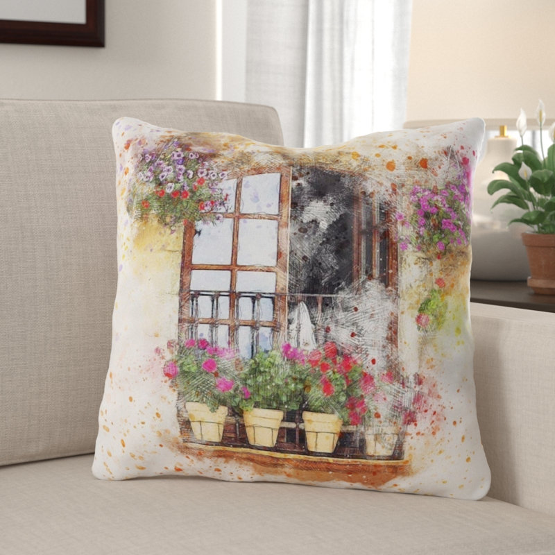 Housse et insert de coussin carré extérieur Easley, Microsuède, Intérieur 