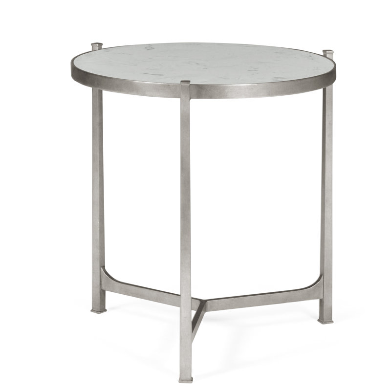 Luxe End Table, Gilded Iron, Genuine Sliver