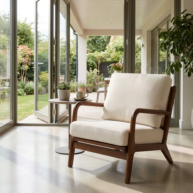 Chaise d'appoint moderne sans accoudoirs avec pieds en bois massif et revêtement en tissu doux