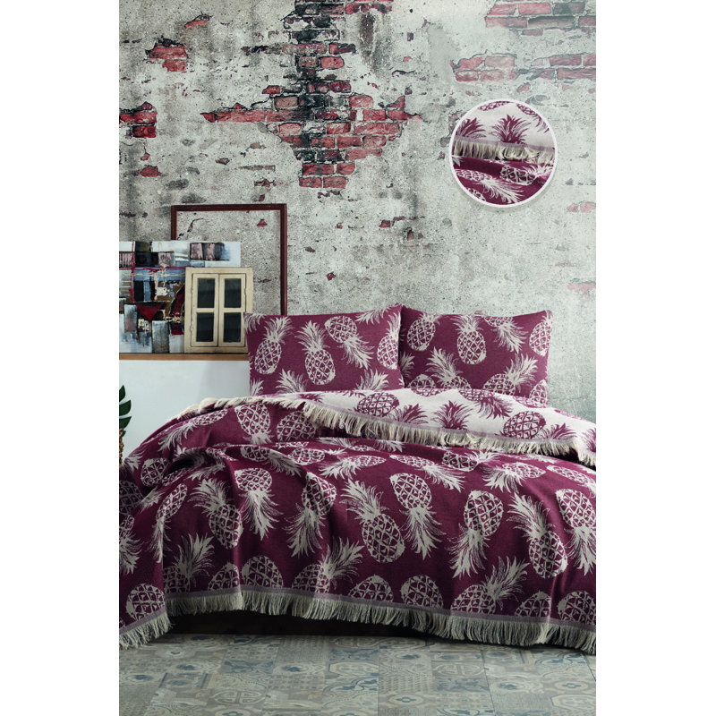 Housse de couette 100% coton Ableton, Rouge Bordeaux