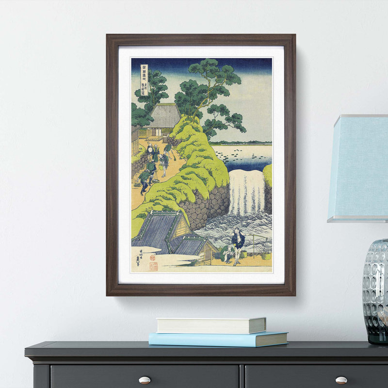 Aoigaoka Waterfall In The Eastern Capital by Katsushika Hokusai - Single Picture Frame Painting, Walnut Framed
