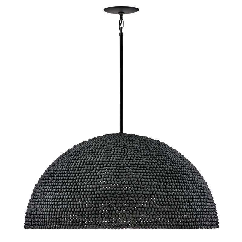 Dalia 3-Light Wooden Bead Dome Convertible Chandelier, Black