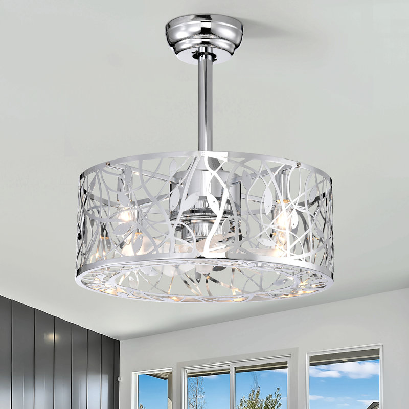 18'' Decor Forward Reverse 5 Blades Ceiling Fan Lamps,Cage Closed  Industrial Style Vintage Fan Ceiling Fan With 3 Speeds Adjustable For Living Room, Bedroom, Kitchen