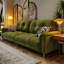 Coussin en chenille vert-1121216231