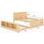 Lit plateforme simple en bois avec lit gigogne escamotable, tablettes de rangement-1799201908-1799201914