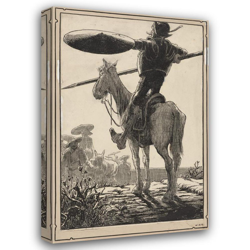 "Don Quichotte" par William Heath Robinson - Art mural sur toile tendue avec châssis, H 24 po x l 17 po