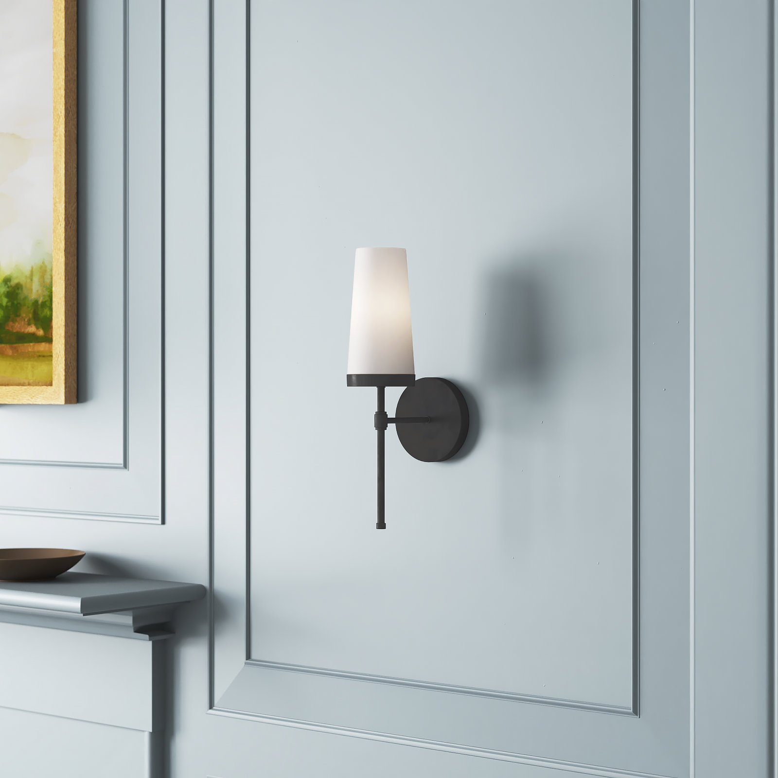 Doha Single Light Wallchiere, Matte Black