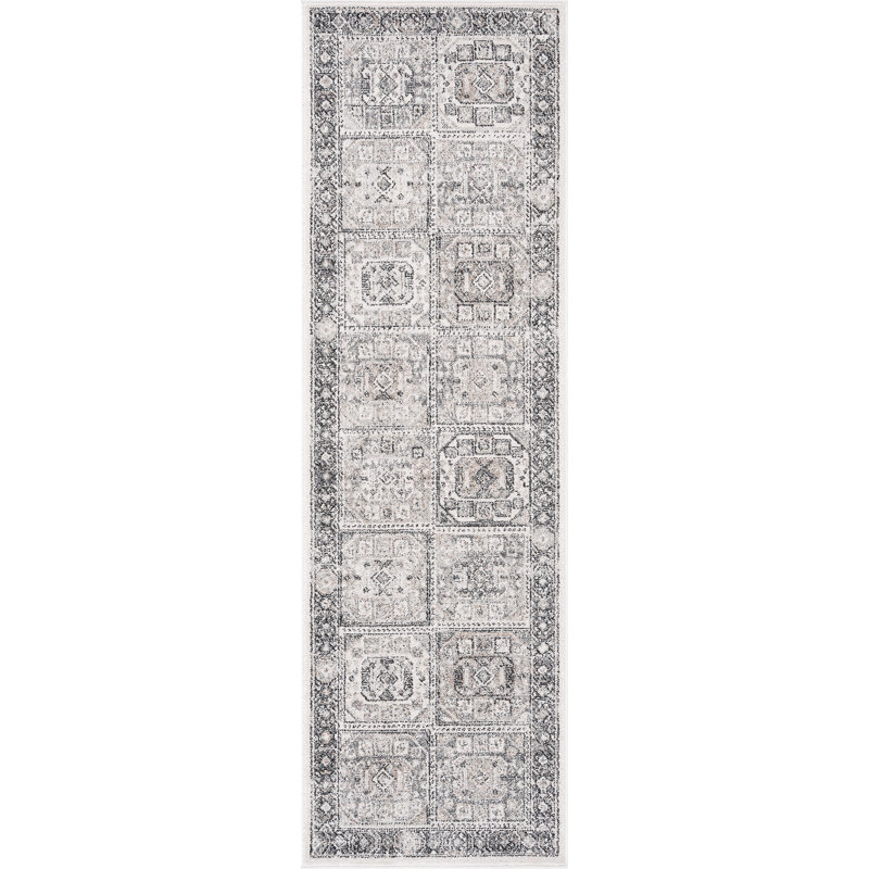 Saxton Oriental Indoor Polypropylene & Polyester Area Rug, Gray, Runner 2'3'' x 7'3''