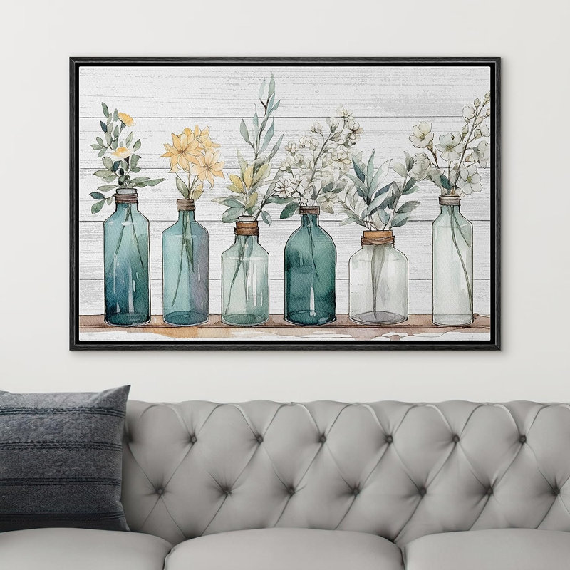Pixelsign Garden Wildflowers Nature Wilderness - impression, L 32 po x H 24 po, Toile avec cadre flottant noir