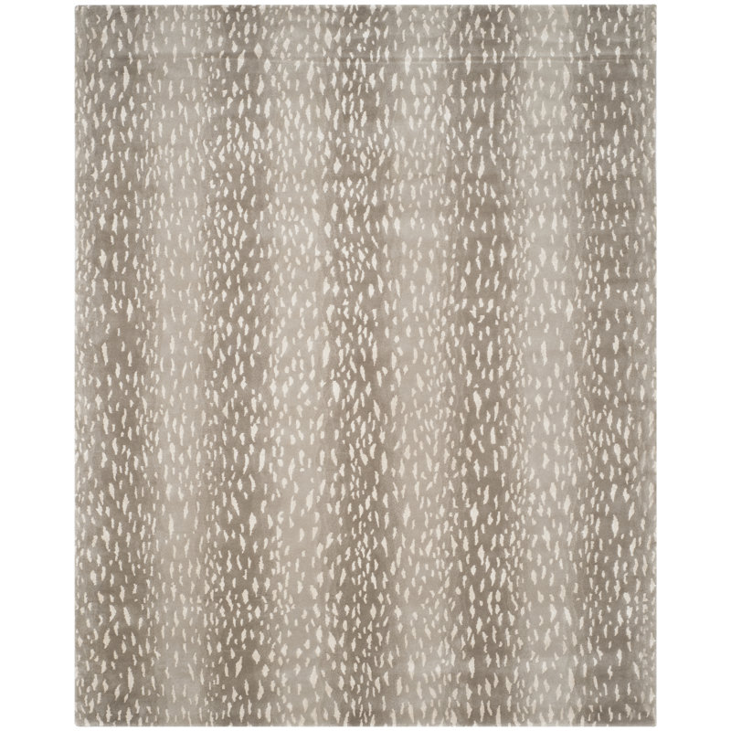 Savorey Hand Knotted Wool/Viscose/Cotton Geometric Rug in Dark Gray/Light Gray, Rectangle 9' x 12'