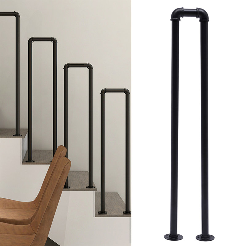 Industrial U-Shaped Stair Handrail, 39.37" H