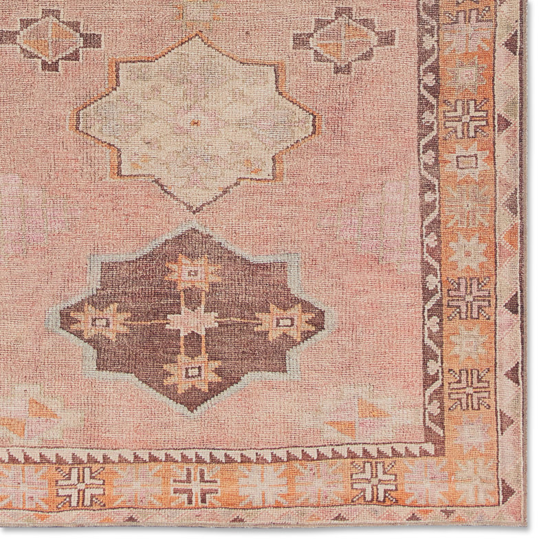 Romania Washable Performance Orange/Pink/Brown Rug, Rectangle 2' x 4'
