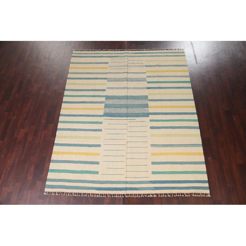 Handmade Handwoven Wool Beige Area Rug