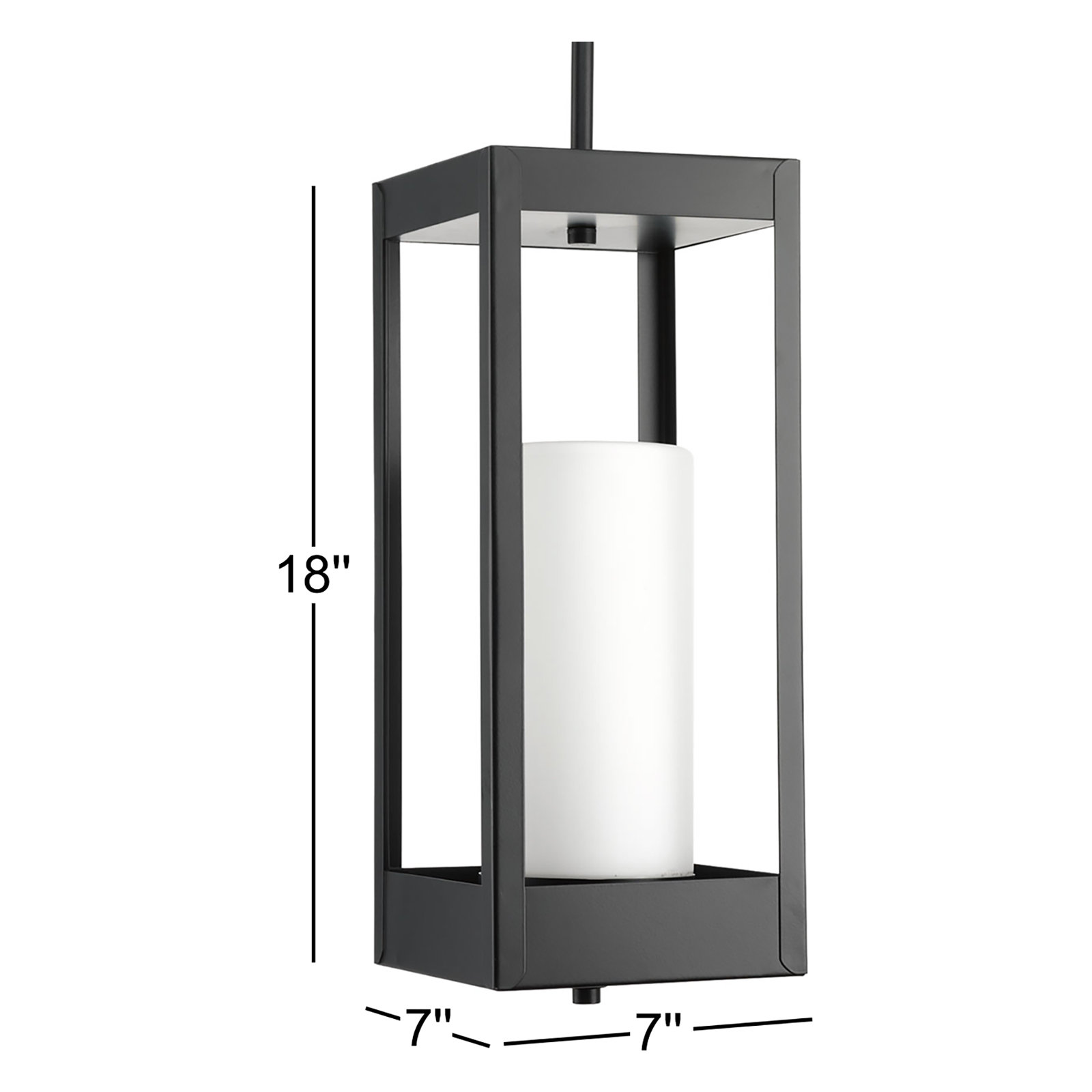 Saida Frosted Outdoor Hanging Lantern, 18" H x 7" W x 7" D