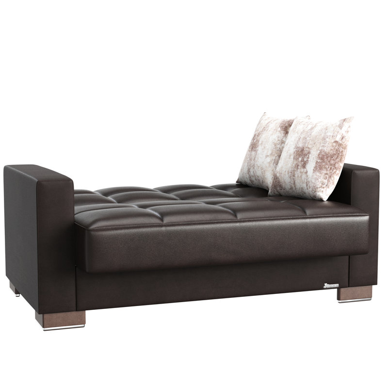 Lit rembourré convertible avec rangement. Transformez-vous facilement en canapé-lit. Idéal pour les petits espaces. Artisanat. Capacité de poids de 600 lb. Coussins de siège confortables. Nettoyer les taches lors de la conversion en lit.