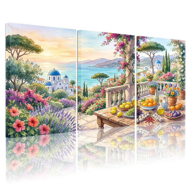 Paysage et nature Jardin méditerranéen Coucher de soleil, H 18 po x l 36 po