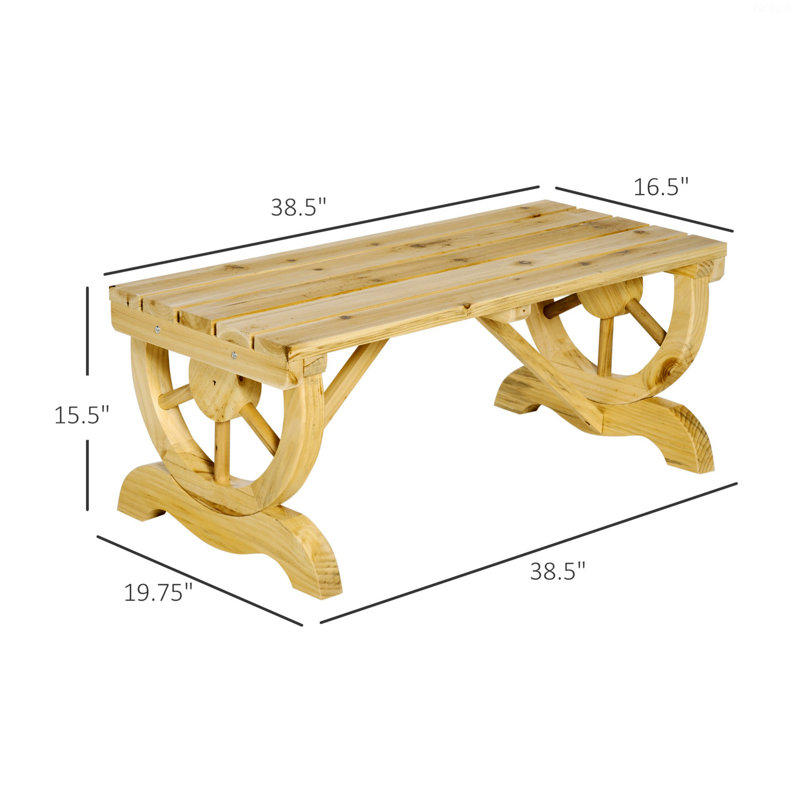 Natural Wood Wagon Wheel 2-Person Garden Bench
