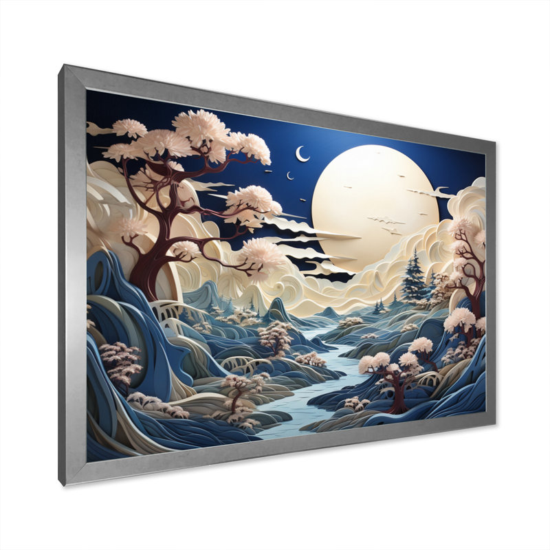 Marytza " Glacier Arctic Whispers I ", Cadre simple argenté, H 34 po x l 44 po x P 1,5 po