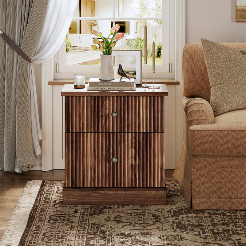 57.7cm W Bedside Table, Brown