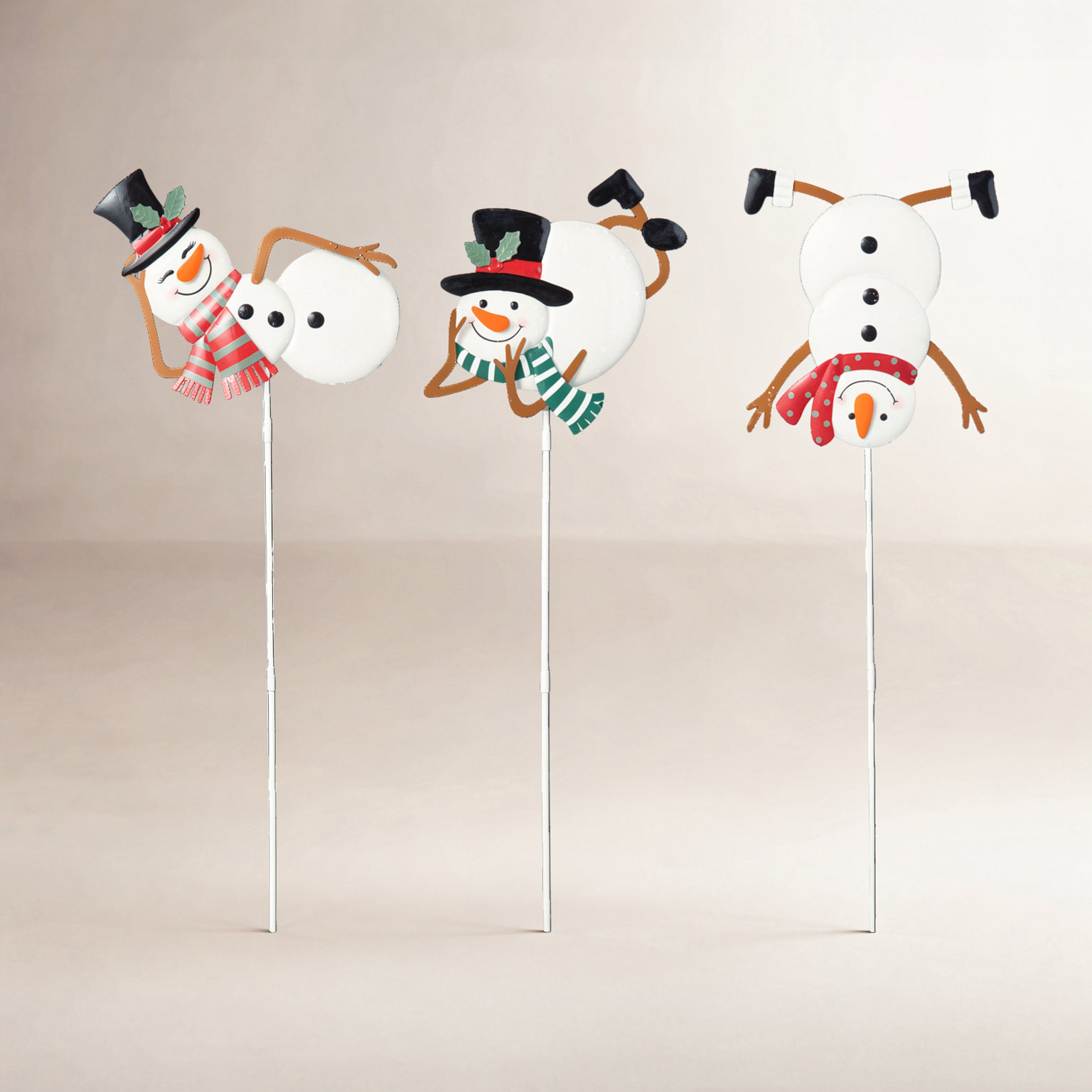 3-Piece Metal Snowman Yard Stake Set
