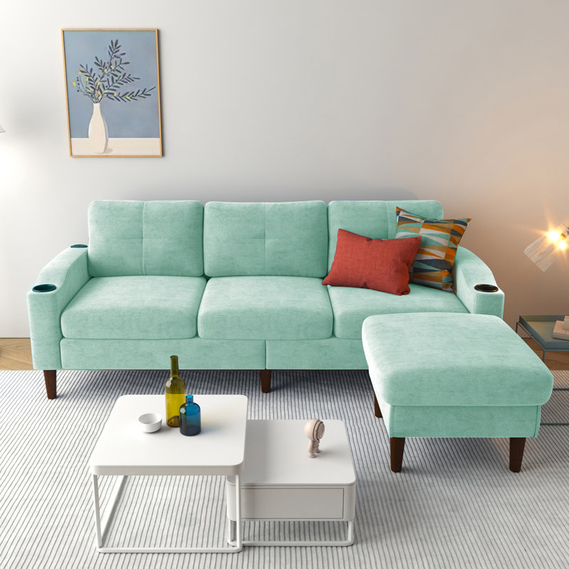 Canapé et méridienne rembourrés 2 pièces Geppie, Mélange de polyester beige, H 31,8 po x l 78 po x P 42,73 po