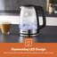 GEEPAS Illuminating Electric Glass Kettle | 1.7L Cordless Jug Kettle with Stainless Steel Heating Element Auto Shut Off Boil-dry Sensor | Safety Locking Lid Cord Storage | 2 Year Warranty 2200W-89068803