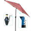 Parasol 9 pi avec rayures rouges accrocheuses - intempéries, fonction d'inclinaison dans le traitement antirouille, durable