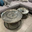 Set of 2 Silver Round Metal Coffee Tables
