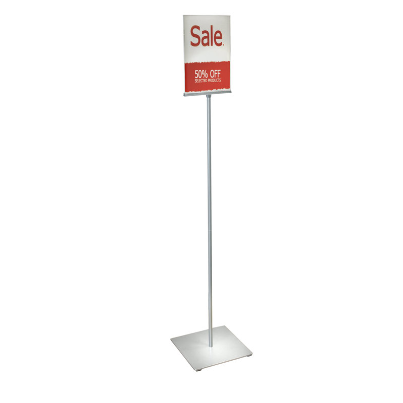 Porte-affiche piédestal l 8,5 po x H 11 po sur base carrée en métal