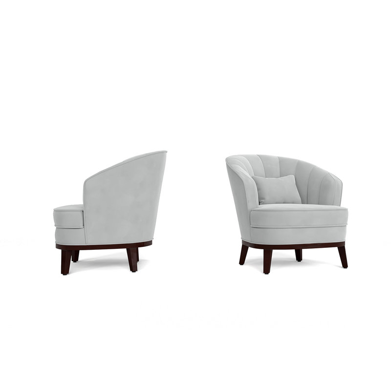 Fauteuil d'appoint rembourré Ava, Gris clair