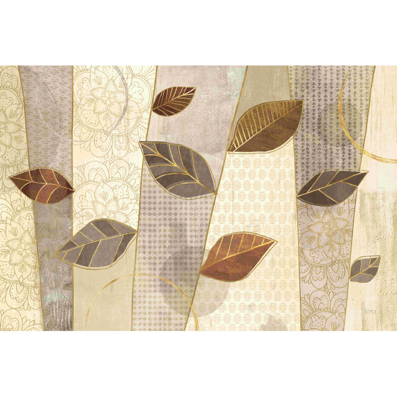 Feuilles de bohème I beige naturel / brun / gris, H 8 po x l 12 po