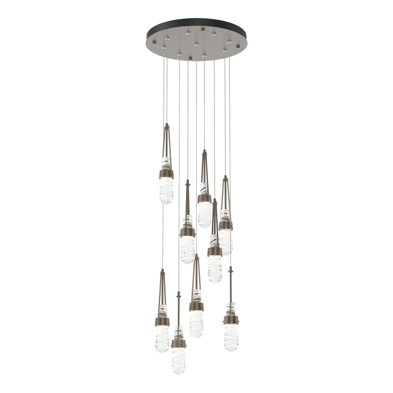 Link 9 - Light Pendant, Bronze, Standard: 19" to 80", Clear with White Threading Glass