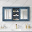 Armoire à pharmacie murale 55 po 2 en 1 avec 2 portes en miroir HD, charnières à fermeture douce et tablette intérieure réglable, bleu-1821320741