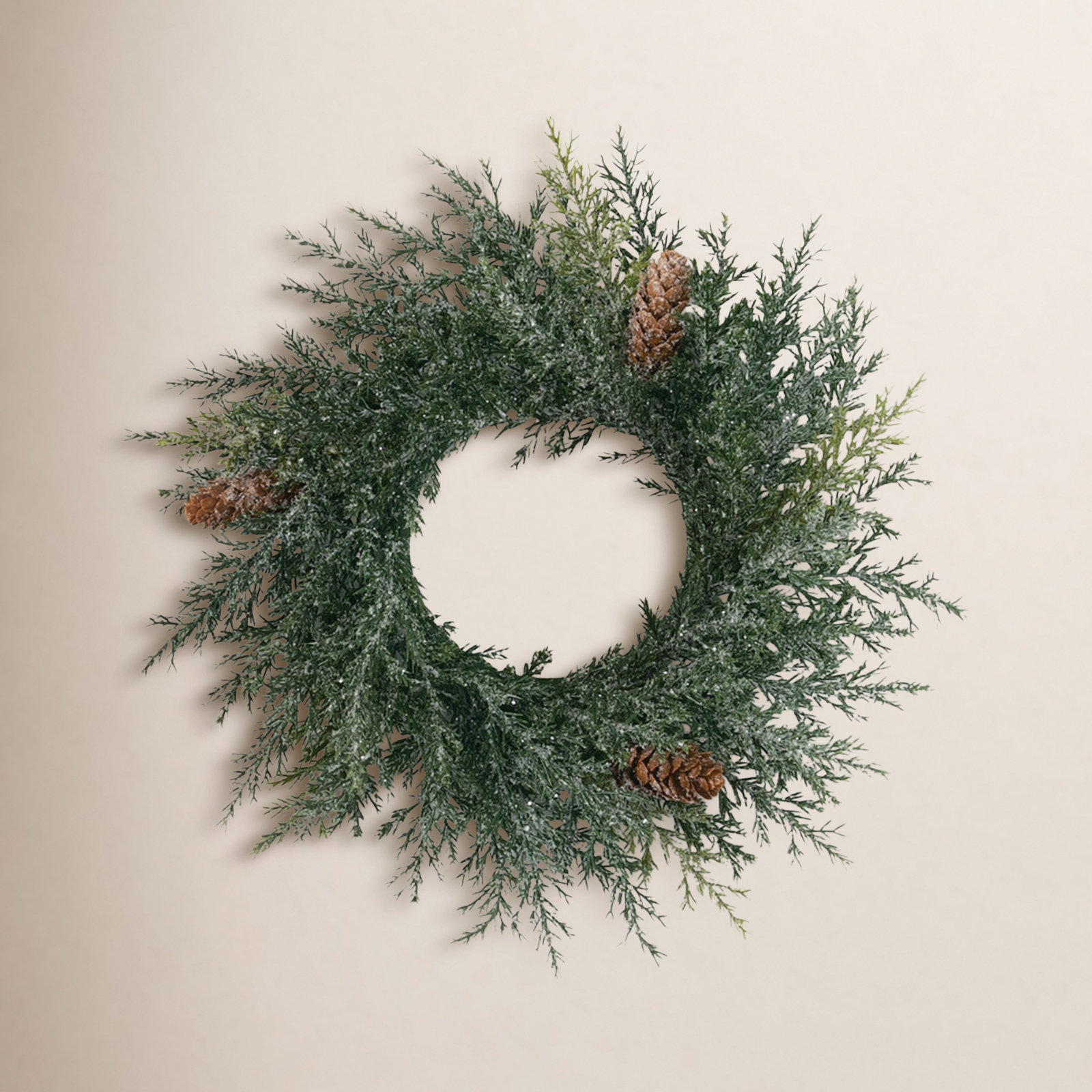 12" Artificial Frosted Arborvitae Wreath