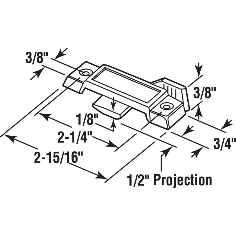 Serrure de ceinture Prime-Line, Projection de loquet, Convient aux fenêtres coulissantes en métal, Zinc moulé sous pression (paquet simple)