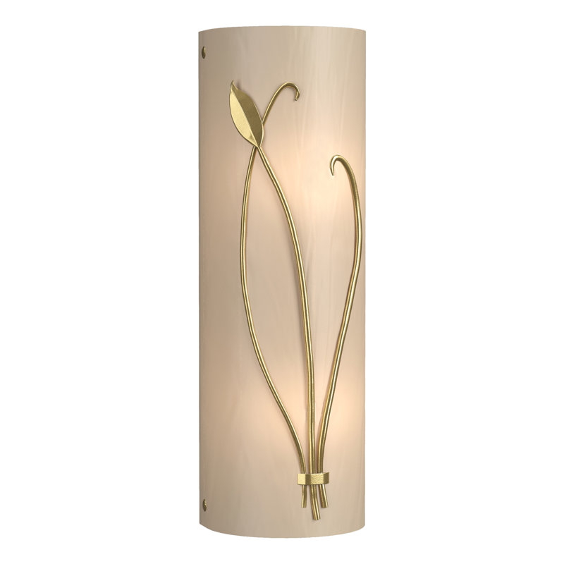 Leaf 2 - Light Flush Mounted Sconce, Modern Brass, Left, White Art Glass