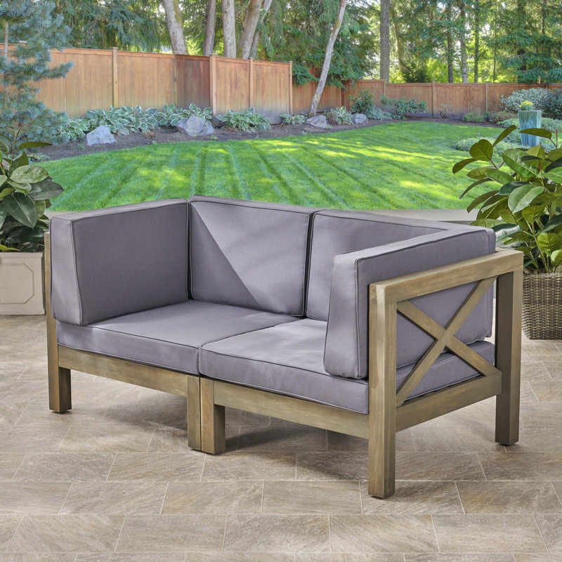 Dillinger 60.5" Wide Loveseat with Cushions, Gray Finish Frame / Dark Gray Cushion