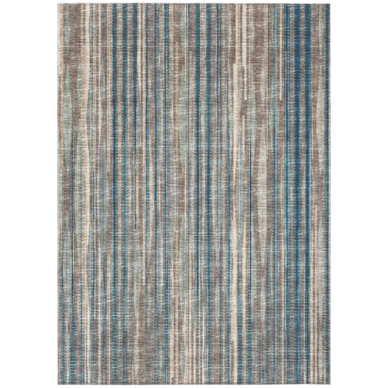Hikari Chenille Washable Striped Indoor / Outdoor Rug, Rectangle 3' x 5'