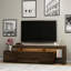 Meuble télé moderne en noyer avec lumières DEL de 75,6 po x 20,9 po x 14,6 po | Panneau de particules enduit 100% mélamine, bandes de chant en PVC, nombreuses tablettes, conception à fixation murale | Parfait pour les salons élégants et les espaces de divertissement-502008924