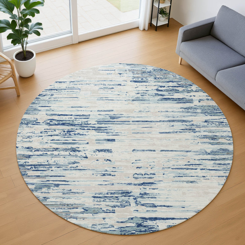 Machine Washable Indoor/Outdoor Chantille ACN2767 Modern Rug, Sky, 8' Round