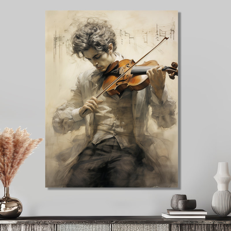 Souvenirs historiques des joueurs de violon I - décor d'art mural de musicien, Métal métal, H 40 po x l 30 po x P 1,5 po