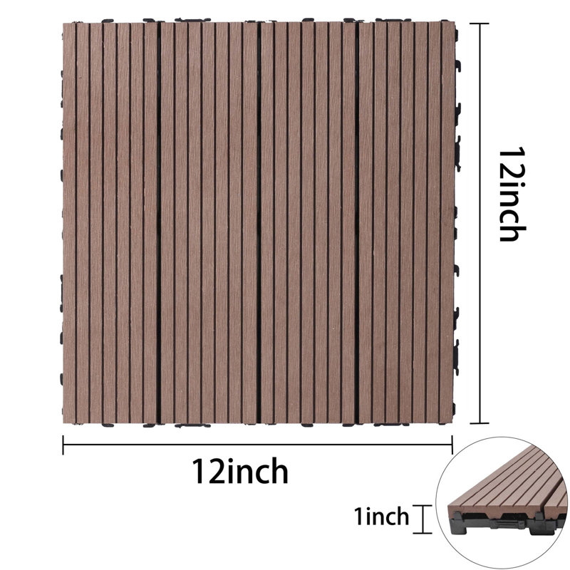Ensemble de tuiles de terrasse en bois durable en plastique composite pour une installation facile, idéal pour divers espaces extérieurs et intérieurs à haute résistance
