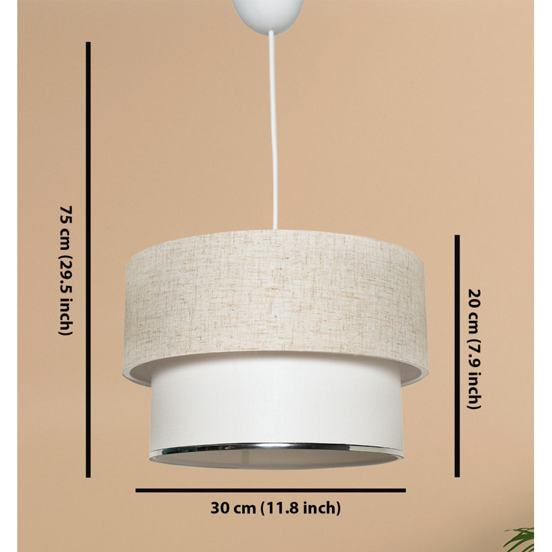 Luminaire suspendu cylindrique à 1 lumière Oswayo, Blanc, Crème / Blanc
