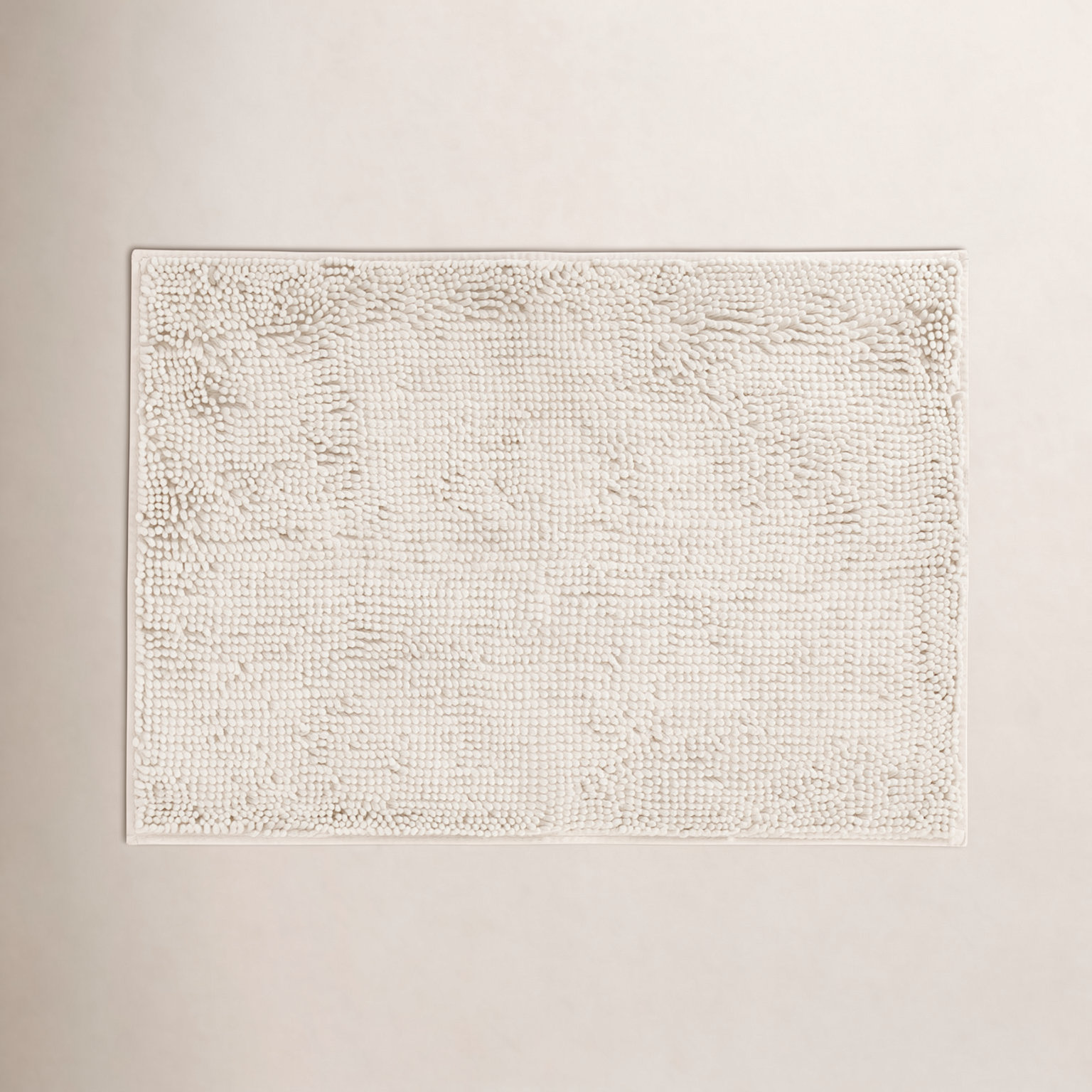 Soft Absorbent Chenille Bath Mat Rug with Anti-Skid Rubber Backing, Ivory, Single - 34" L x 21" W