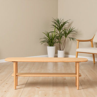 Table basse en chêne massif - bureau en bois naturel de 39 po avec double tablettes de rangement - salon et bureau multifonctionnels