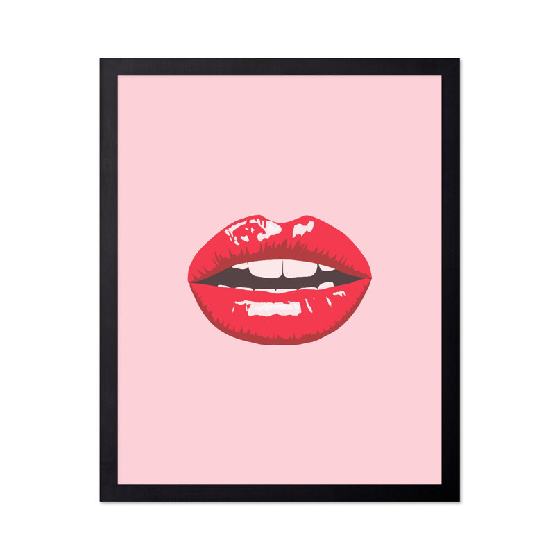 Rouge à lèvres, Cadre noir, Affiche, H 24 po x l 32 po