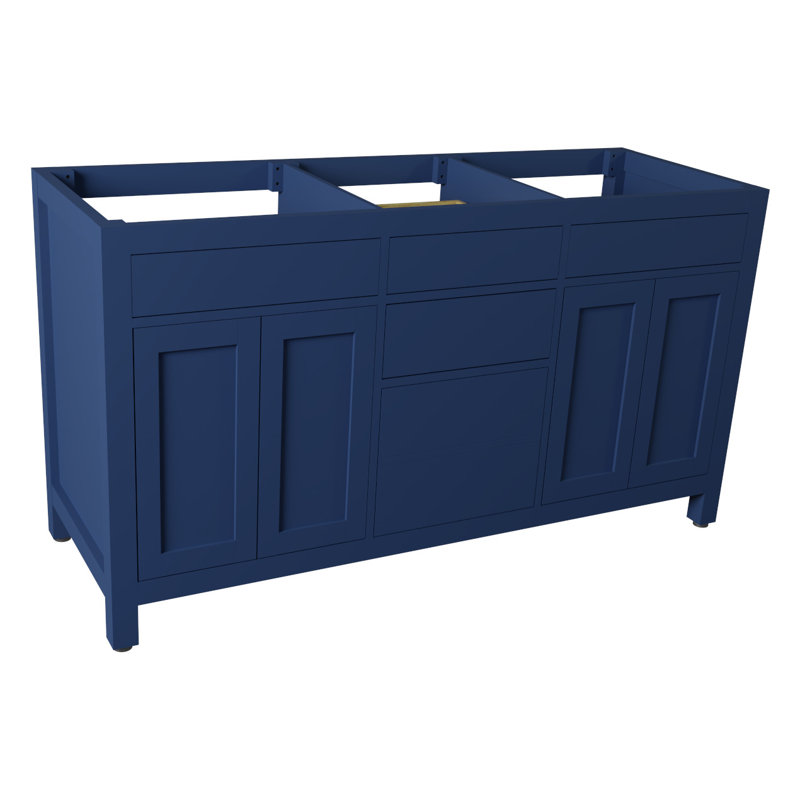 Dayton 60'' Double Bathroom Vanity Base Only, Navy Blue
